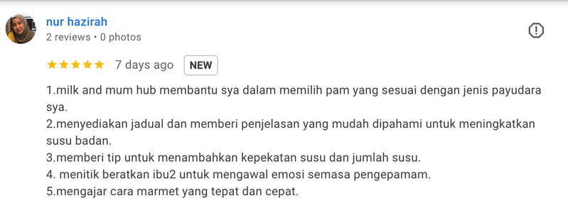 5-star Google review about the pumping schedule